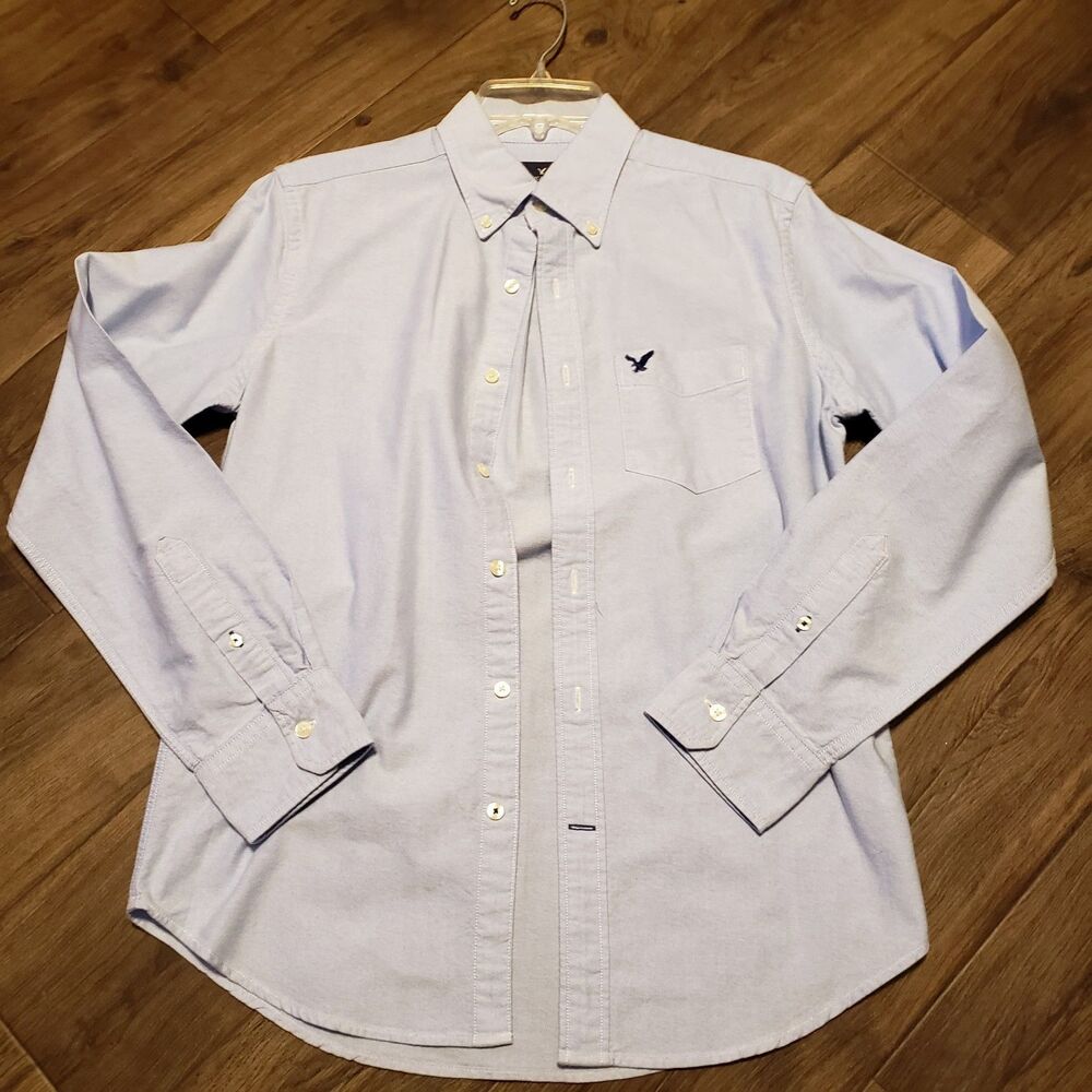 American Eagle Blue Button Down Men's Shirt Sz S